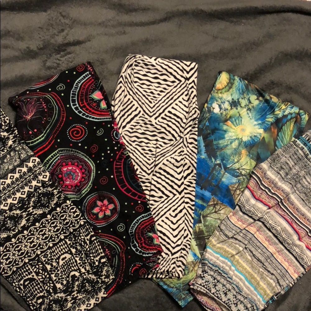 Lot of five fun print leggings!! One size fits all